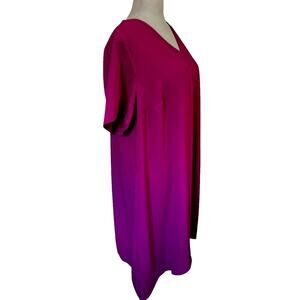 Catherine's Relaxed V-Neck Midi Dress Pockets Asymmetrical Hem Plus Size 1X